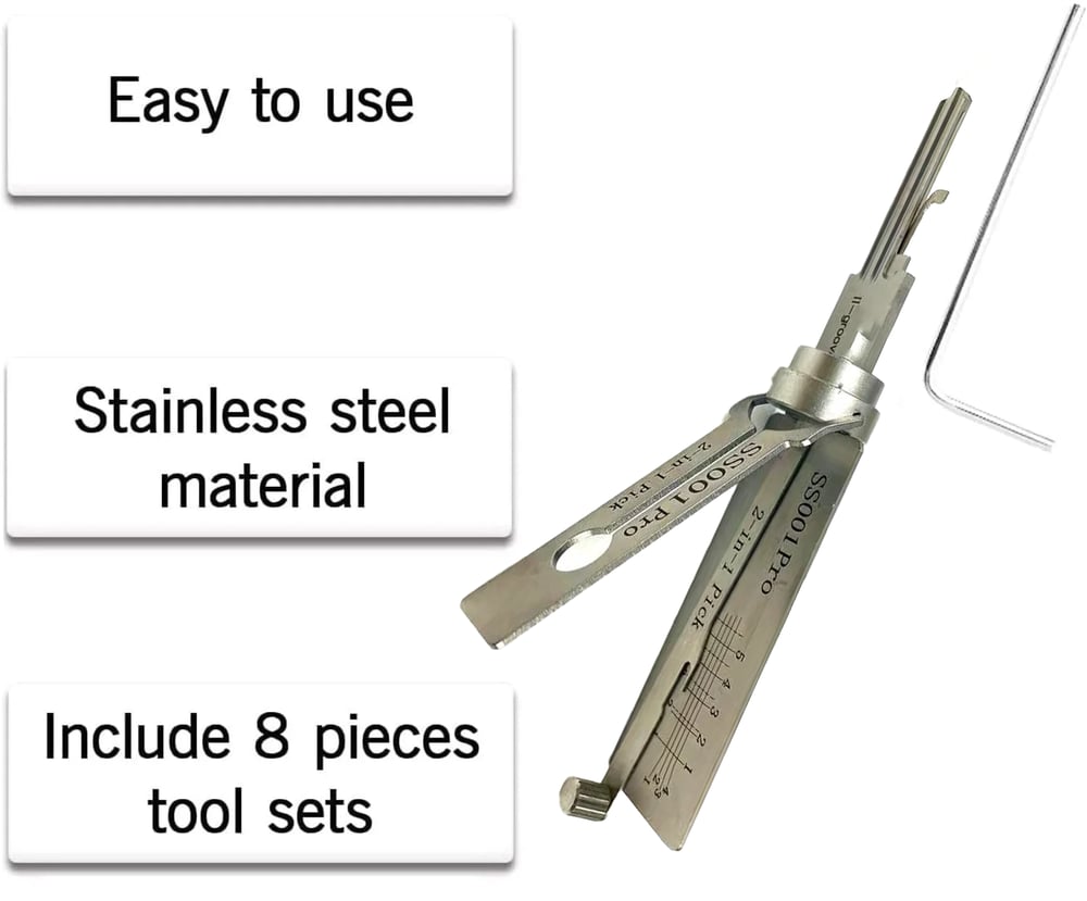 Stainless Steel Key Decoder Tool - Professional Locksmith Pin Reader | Decode Any Key