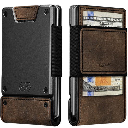 PROOF Wallet | The Founder | Top Grain Bomber Leather & Dark Gunmetal